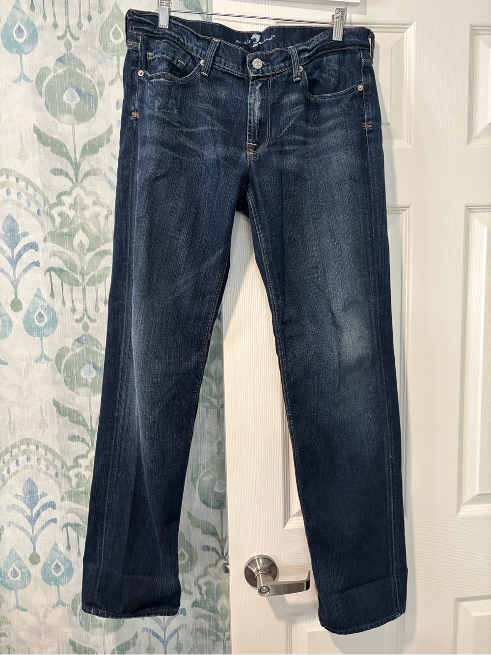 7 For All Mankind Slimmy Women’s Straight Leg Jeans - Dark Wash Blue
